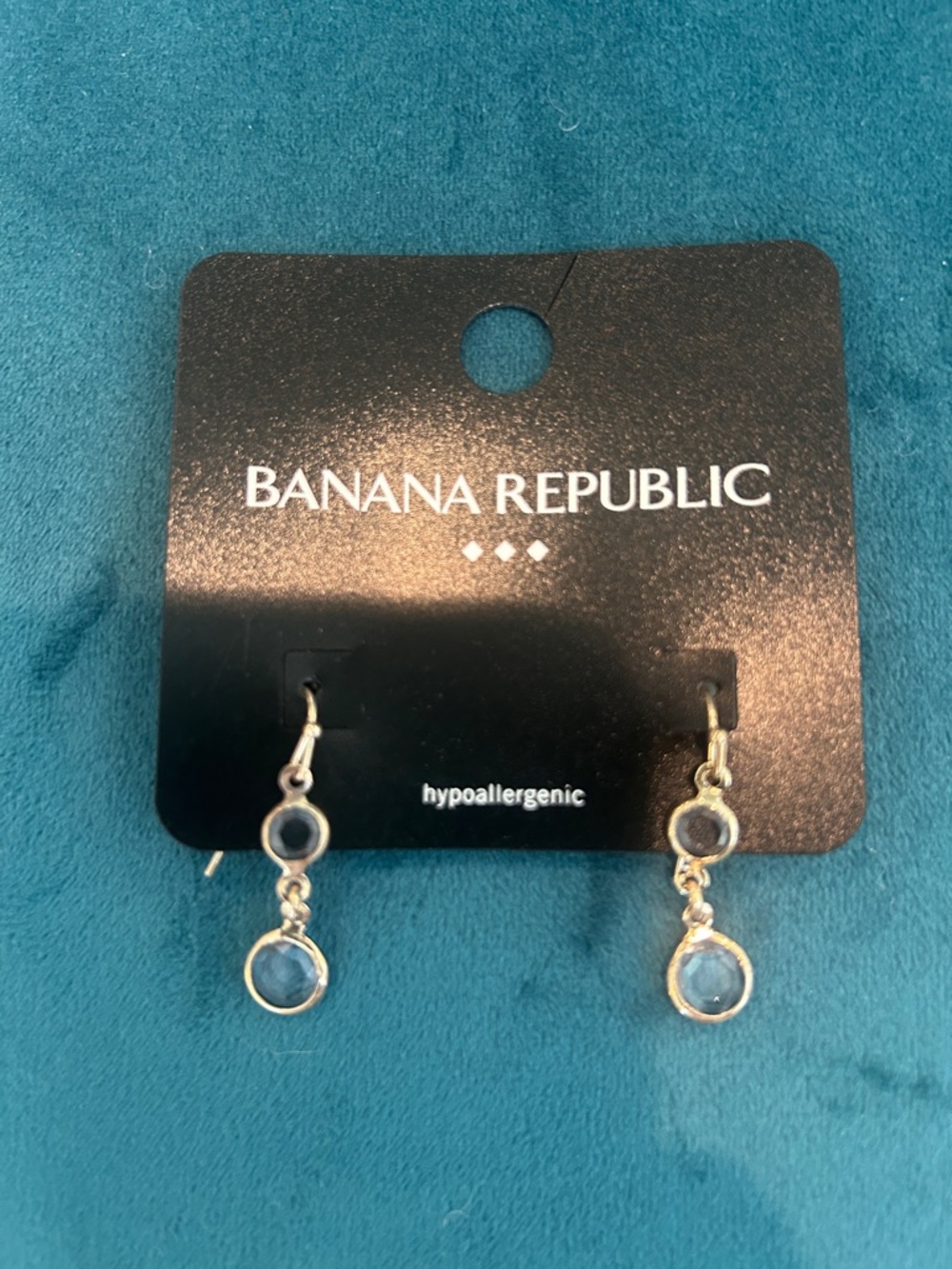 Banana Republic Silver Drop Earrings with Clear Gems Hypoallergenic